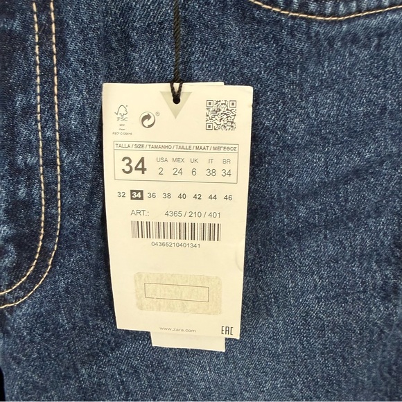 Zara Women Flare Leg Jeans Size 2 High Rise Dark Wash Festival Bohemian NWT - Picture 14 of 14